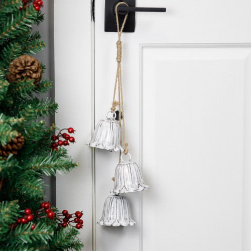 Fluted Bell Trio Christmas Decorations - 20" - White - Set of 2